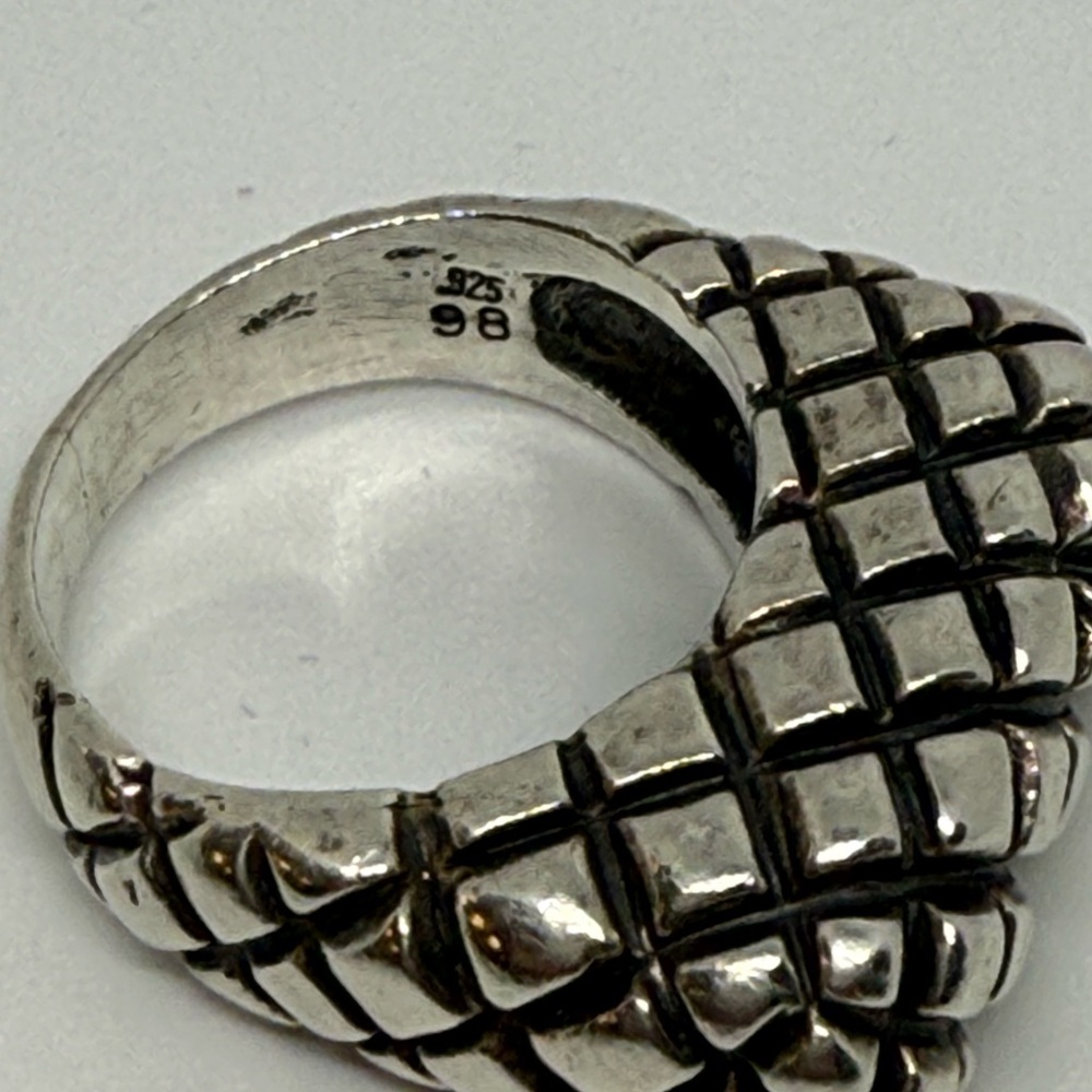 Vintage Designer Dian Malouf Sterling Silver Hatched Ring, Size 9 - Picture 7 of 9